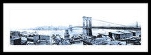 Load image into Gallery viewer, Vintage Scenic View - Brooklyn Bridge In Grays - Framed Print