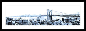 Vintage Scenic View - Brooklyn Bridge In Grays - Framed Print