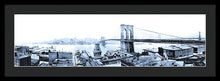 Load image into Gallery viewer, Vintage Scenic View - Brooklyn Bridge In Grays - Framed Print