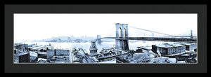 Vintage Scenic View - Brooklyn Bridge In Grays - Framed Print