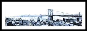 Vintage Scenic View - Brooklyn Bridge In Grays - Framed Print