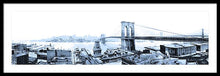 Load image into Gallery viewer, Vintage Scenic View - Brooklyn Bridge In Grays - Framed Print