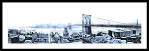 Vintage Scenic View - Brooklyn Bridge In Grays - Framed Print