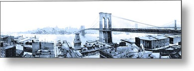 Vintage Scenic View - Brooklyn Bridge In Grays - Metal Print