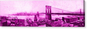 Vintage Scenic View Of The Brooklyn Bridge In Pink - Canvas Print