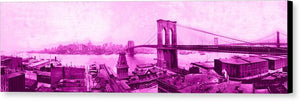 Vintage Scenic View Of The Brooklyn Bridge In Pink - Canvas Print