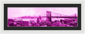 Vintage Scenic View Of The Brooklyn Bridge In Pink - Framed Print