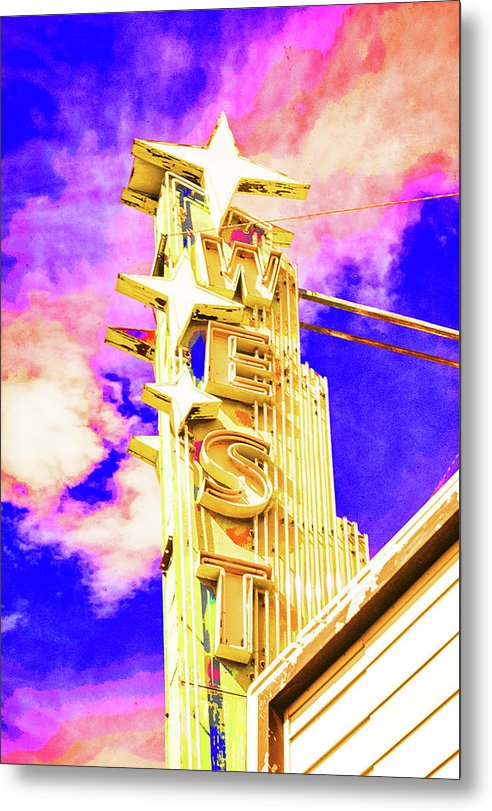 Vintage Sign - West - Metal Print