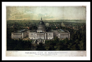 Old Map Of Washington Dc 1857 - Framed Print