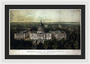 Old Map Of Washington Dc 1857 - Framed Print