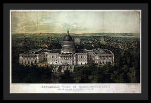 Old Map Of Washington Dc 1857 - Framed Print