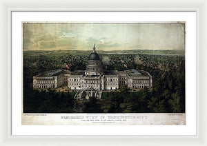 Old Map Of Washington Dc 1857 - Framed Print