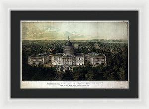 Old Map Of Washington Dc 1857 - Framed Print