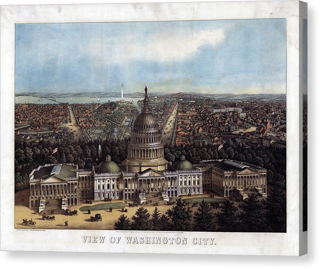 Old Map Of Washington D.c. 1871 - Canvas Print