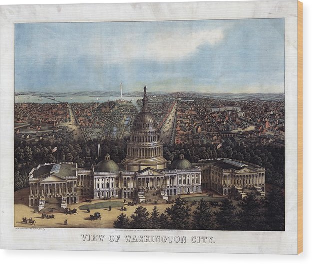 Old Map Of Washington D.c. 1871 - Wood Print